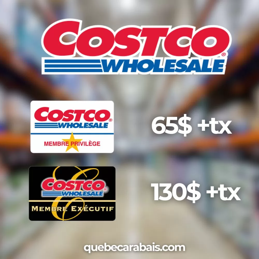 Tableau des prix de la carte de membre Costco pour l'année 2024