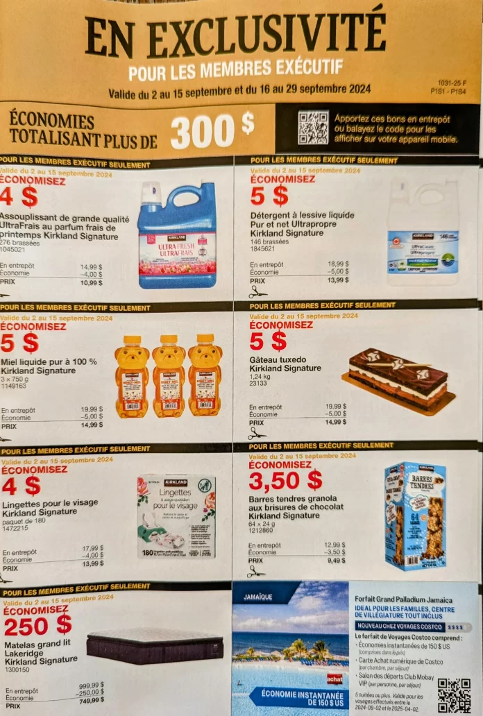 Circulaire des coupon rabais pour membres exécutifs chez Costco 2024